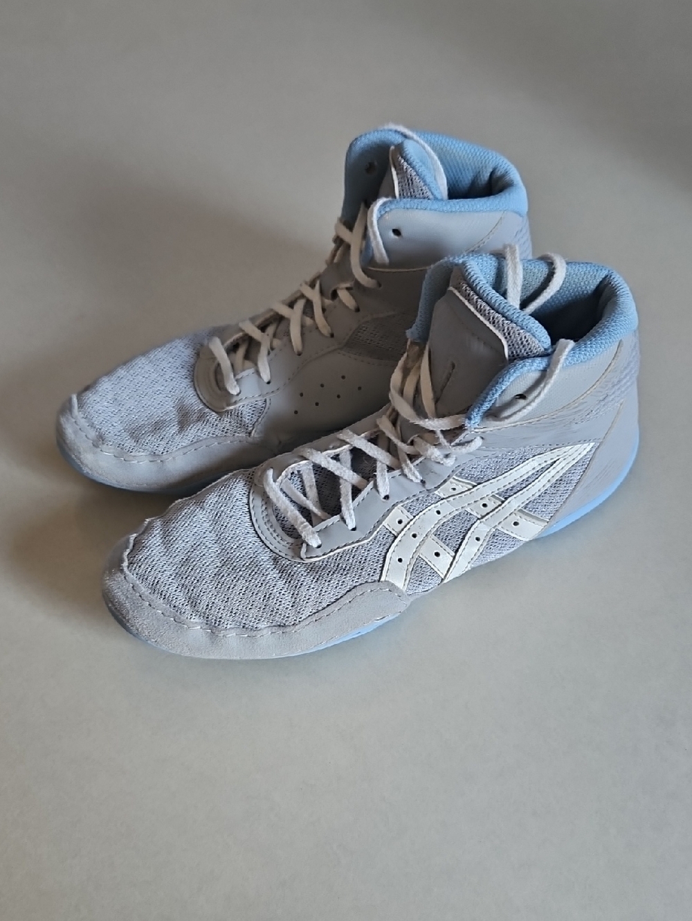 Asics Blue And Gray Wrestling Shoes